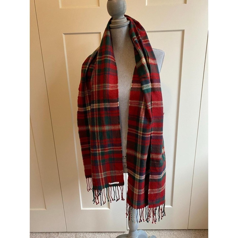 Scarf Pottery Barn Winter Soft Knit Plaid Tartan Fringe